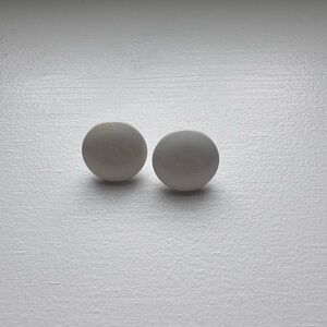 White Vintage Plastic Button Earrings